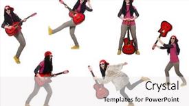  Presentation with golf player playing - Presentation design consisting of hipste guitar player isolated on white background and a white colored foreground