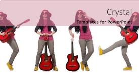  Presentation with golf player playing - Theme featuring hipste guitar player isolated on white background and a coral colored foreground