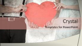  Presentation with heart - PPT layouts consisting of hipster couple holding heart card background and a coral colored foreground