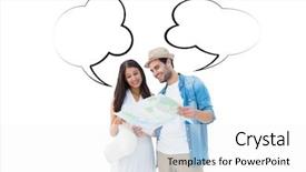 Presentation with pakistan map - Slide deck with hipster couple looking at map background and a white colored foreground