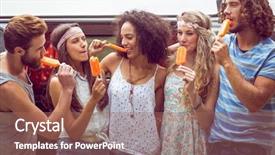  Presentation with ice cream - Theme enhanced with hipster friends enjoying ice lollies background and a coral colored foreground