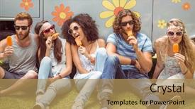  Presentation with ice - Beautiful slides featuring hipster friends enjoying ice lollies backdrop and a  colored foreground