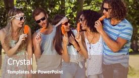  Presentation with ice - Cool new PPT theme with hipster friends enjoying ice lollies backdrop and a  colored foreground