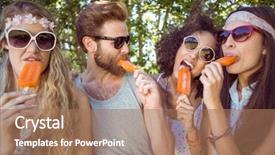  Presentation with fire and ice moving - Cool new PPT theme with hipster friends enjoying ice lollies backdrop and a  colored foreground