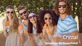  Presentation with ice - Audience pleasing presentation theme consisting of hipster friends enjoying ice lollies backdrop and a  colored foreground