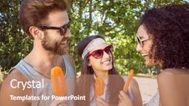 Presentation with ice - Presentation having hipster friends enjoying ice lollies background and a  colored foreground