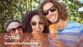  Presentation with ice - Colorful PPT layouts enhanced with hipster friends enjoying ice lollies backdrop and a red colored foreground