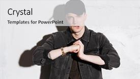  Presentation with fingers - Audience pleasing slide deck consisting of hipster in snap back crunches backdrop and a white colored foreground