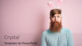  Presentation with pink simple - Amazing PPT theme having hipster-irish-man-with-beard backdrop and a coral colored foreground