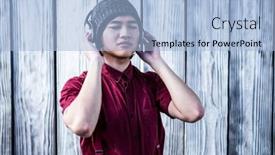  Presentation with bakground - Amazing presentation theme having hipster-listening-music-with-headphone backdrop and a light blue colored foreground