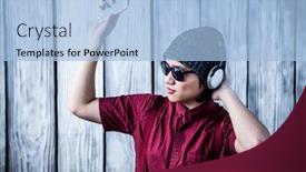  Presentation with listening - Amazing presentation having hipster-listening-music-with-headphone backdrop and a light blue colored foreground