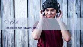  Presentation with bakground - Colorful PPT theme enhanced with hipster-listening-music-with-headphone backdrop and a light blue colored foreground