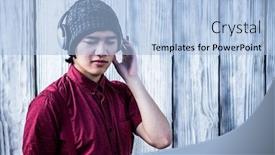  Presentation with bakground - Presentation with hipster-listening-music-with-headphone background and a light blue colored foreground