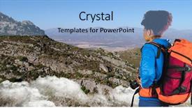  Presentation with geography - Theme enhanced with hipster looking at mountains while background and a light blue colored foreground