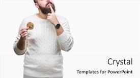  Presentation with chocolate - PPT layouts consisting of hipster man eating chocolate chip background and a  colored foreground