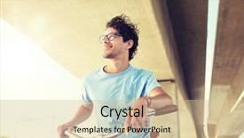  Presentation with people street - Presentation featuring hipster man riding fixed gear background and a soft green colored foreground