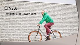  Presentation with people street - Colorful presentation design enhanced with hipster man riding fixed gear backdrop and a light gray colored foreground