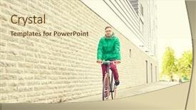  Presentation with wall street - Amazing PPT layouts having hipster man riding fixed gear backdrop and a soft green colored foreground