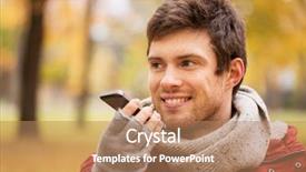  Presentation with recorder - PPT theme consisting of hipster man using voice command background and a coral colored foreground