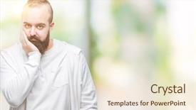  Presentation with young man wearing a hat - Beautiful PPT theme featuring hipster man wearing sport cloth backdrop and a  colored foreground