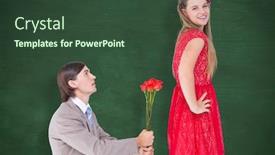  Presentation with green chalkboard - Theme enhanced with hipster on bended knees behind his girlfriend against green chalkboard background and a tawny brown colored foreground