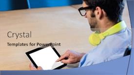  Presentation with scrolling - Amazing PPT layouts having hipster scrolling laptop in the office backdrop and a soft green colored foreground