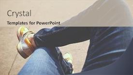  Presentation with vintage retro - Cool new PPT theme with hipster-sitting-downtown-with-crossed backdrop and a lemonade colored foreground