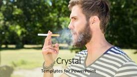  Presentation with smoking - Colorful presentation enhanced with hipster smoking electronic cigarette backdrop and a soft green colored foreground