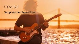  Presentation with electric guitar - Slide deck consisting of hipster-street-musician-in-black and a yellow colored foreground