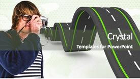  Presentation with old map - Amazing slides having hipster taking pictures with an old camera against silver world map over dots backdrop and a dark gray colored foreground