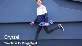  Presentation with outdoors - Slide set consisting of hipster teenager jumping with skateboard background and a ocean colored foreground