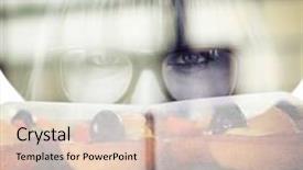  Presentation with pies - Beautiful presentation theme featuring hipster woman behind a green book against pies on a wooden table backdrop and a lemonade colored foreground