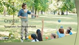  Presentation with planets - Beautiful slide deck featuring hipster-young-astronomy-teacher backdrop and a soft green colored foreground