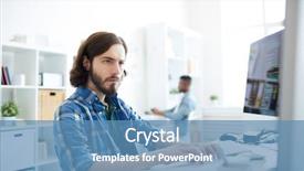  Presentation with old desktop computer - Colorful PPT theme enhanced with hipster young bearded computer programmer backdrop and a teal colored foreground