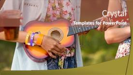  Presentation with campsite - Slides featuring hipsters-having-fun background and a coral colored foreground