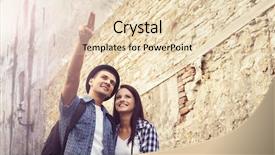  Presentation with old couple walking - Beautiful PPT layouts featuring hipsters walking around old town backdrop and a lemonade colored foreground