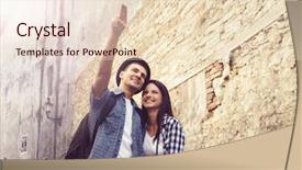  Presentation with old couple walking - Presentation theme with hipsters walking around old town background and a lemonade colored foreground