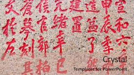  Presentation with chinese calligraphy - Cool new slide deck with hiragana - ancient chinese calligraphy carved backdrop and a coral colored foreground
