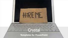  Presentation with cardboard - Presentation theme having hire me crumpled cardboard sign background and a gray colored foreground