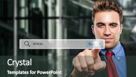  Presentation with search - Beautiful PPT layouts featuring hirebutton - business man clicking a search backdrop and a tawny brown colored foreground