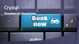  Presentation with computer keyboard and mouse - Presentation theme featuring hirebutton - rent a car button background and a ocean colored foreground