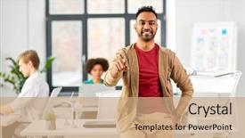  Presentation with hiring - Amazing PPT theme having selections hiring - business and people concept backdrop and a coral colored foreground