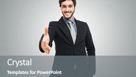  Presentation with handshake - Presentation with hiring new employees - young businessman giving an handshake background and a gray colored foreground