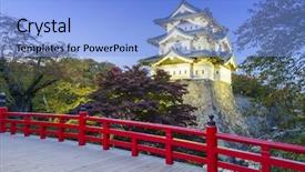 Presentation with japan castle - Cool new presentation theme with aomori japan at hirosaki castle backdrop and a light blue colored foreground