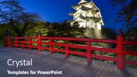  Presentation with japan castle - Slides featuring hirosaki aomori japan at hirosaki castle background and a dark gray colored foreground