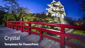  Presentation with japan castle - PPT theme having hirosaki japan at hirosaki castle which dates from 1611 background and a tawny brown colored foreground