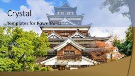  Presentation with travel japan - Beautiful slides featuring hiroshima castle in hiroshima japan backdrop and a light blue colored foreground