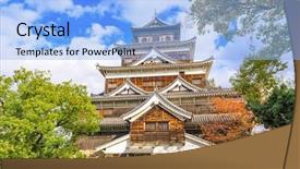  Presentation with japan castle - Amazing slide deck having feudalism - hiroshima castle in hiroshima japan backdrop and a light blue colored foreground