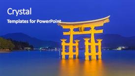  Presentation with hiroshima - PPT theme enhanced with hiroshima day - miyajima horishima japan floating gate background and a cobalt blue colored foreground