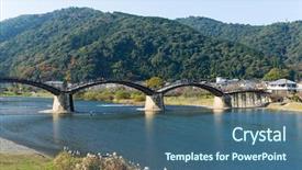  Presentation with traditional japan - Beautiful slides featuring hiroshima day - traditional kintai bridge in japan backdrop and a ocean colored foreground